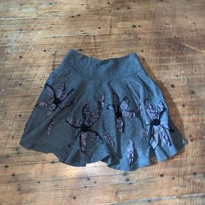 Betsey Johnson wool appliqué flowers fit and flare 4 circle skirt